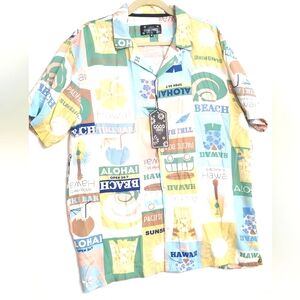 Good Vibes Mens Graphic Button Down Shirt Watercolor (Size‎ M) Nwt